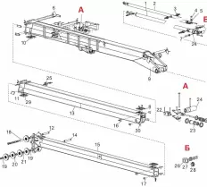 Ось КС-3577.63.123 для верхней секции стрелы КС-3577.63.100 Ивановец КС-3577 схема
