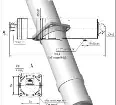 Гидроцилиндр ЦГ-125.100х600.55 (125х100х600) чертеж