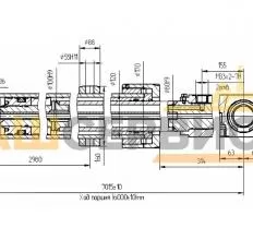 Гидроцилиндр выдвижения стрелы У.31.03.000 (ЦГ-100.80.6000) чертеж