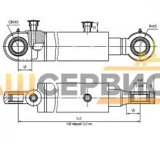 Гидроцилиндр У.31.03.000 (100.80.6000) для верхней секции стрелы КС-3577.63.100 Ивановец КС-3577 чертеж