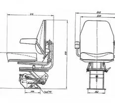 Кресло У7930.04А1У2 кабины KC-6973A.52.000 Ивановец КС-6973А чертеж