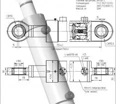 Гидроцилиндр ковша ЦГ-180.125х560.11 чертеж
