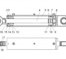 Гидроцилиндр стрелы ЦГ-125.56х630.11 (ТО-30.44.20.000) ; ТО-30, ПК-2202, 2701 схема