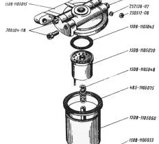 Фильтр-отстойник топлива в сборе 150В-1105010 схема