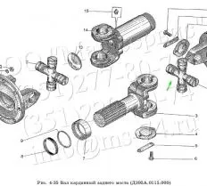 Крестовина карданного вала 210-2201025А ДЗ-98 схема с размерами