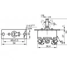 Переключатель ППН-45 3428277320 364421 чертеж