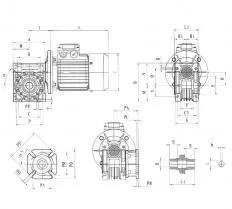 Червячный мотор редуктор NMRV 063.50.28.0.25x1400.B3.SS1 схема