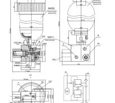 Пневмогидроаккумулятор с клапанами 64000А чертеж