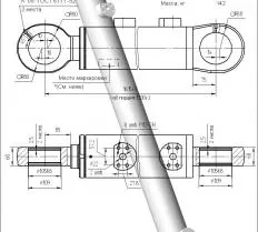Гидроцилиндр рукояти ЦГ-110.80х1100.12 чертеж