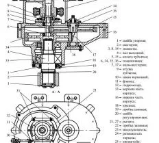 Механизм поворота в сборе (однонасосная схема) чертеж