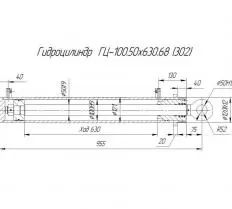Гидроцилиндр подъёма противовеса ГЦ-100.50х630.68 (302) чертеж