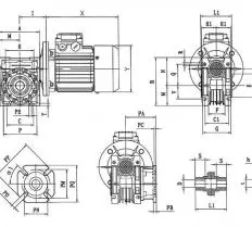Мотор редуктор NMRV 030.40.35.0.09х1400.B3 схема