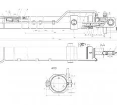 Гидроцилиндр выдвижения средней секции стрелы КС-45719 чертеж