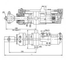 Гидроцилиндр отвала ЦГ-160.80х1250.47 Т-330 схема