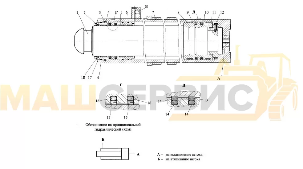 Гидроцилиндр чертеж с обозначениями