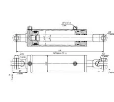 Гидроцилиндр ЦГ-100.45х254.01 схема Гидроцилиндр ЦГ-100.45х254.01 схема с размерами