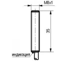 Индуктивный датчик ISB B11B-32P-1,5-L  чертеж