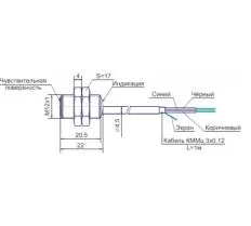 Индуктивный датчик ISB BS2S-31PS-4-LZ-1 чертеж Индуктивный датчик ISB BS2S-31PS-4-LZ-1 чертеж