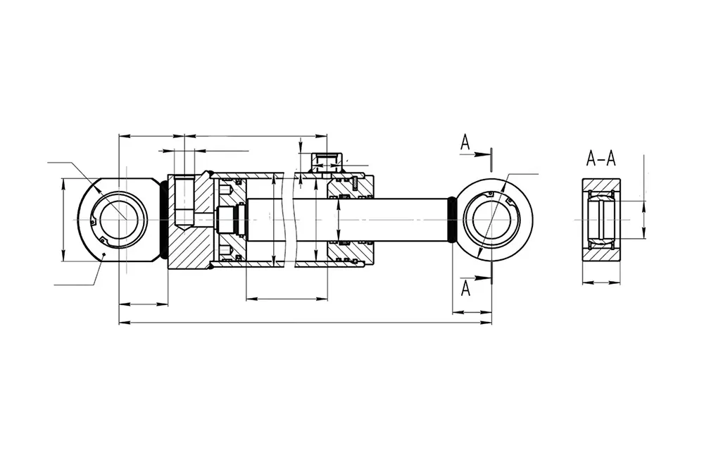 Гидроцилиндр рулевой 50-3405215-01 ГОРу (с ПАЛЬЦАМИ) чертеж