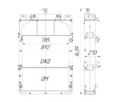 Блок радиаторов Б ТМ-12ЯК.1301.0000  схема с размерами
