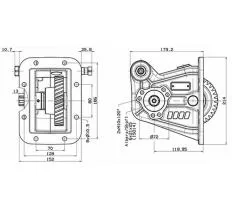 Коробка отбора мощности ISUZU OMFB 071-076-10133 схема Коробка отбора мощности ISUZU OMFB 071-076-10133 схема с размерами