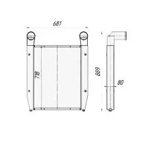 Охладитель наддувочного воздуха (536,02-10) (ШААЗ) 4320Б5-1172010 Урал схема с размерами