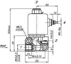Клапан электромагнитный (НПО РОДИНА) (ан. КЭБ 421) КЭМ 24-15 схема