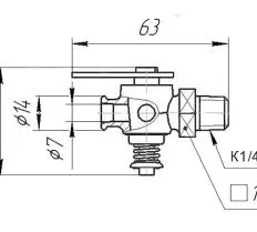 Кран сливной (353-1305010-А) (ПС7-ОТ) ПС7-0 чертеж