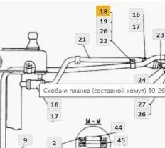 Скоба 50-26-206 для навесного оборудования и управления трактором Б11 чертеж