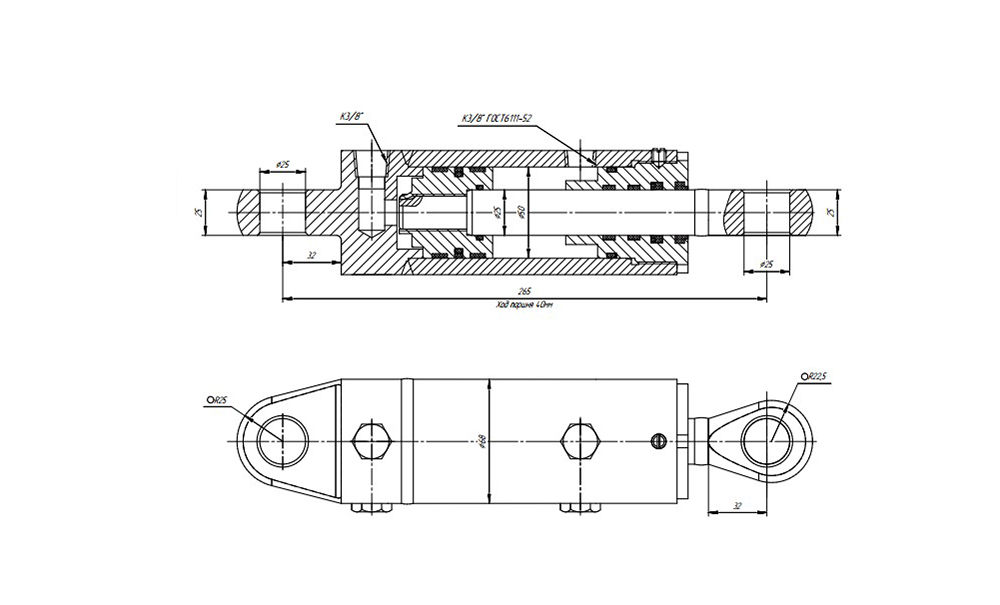 Цилиндр гидравлический чертеж