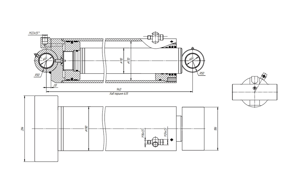 Гидравлический диаметр. Гидроцилиндр чертеж фланцевое соединение. Гц 111 01033 22 чертеж. Купить гидроцилиндр 2185096 на Фогель.