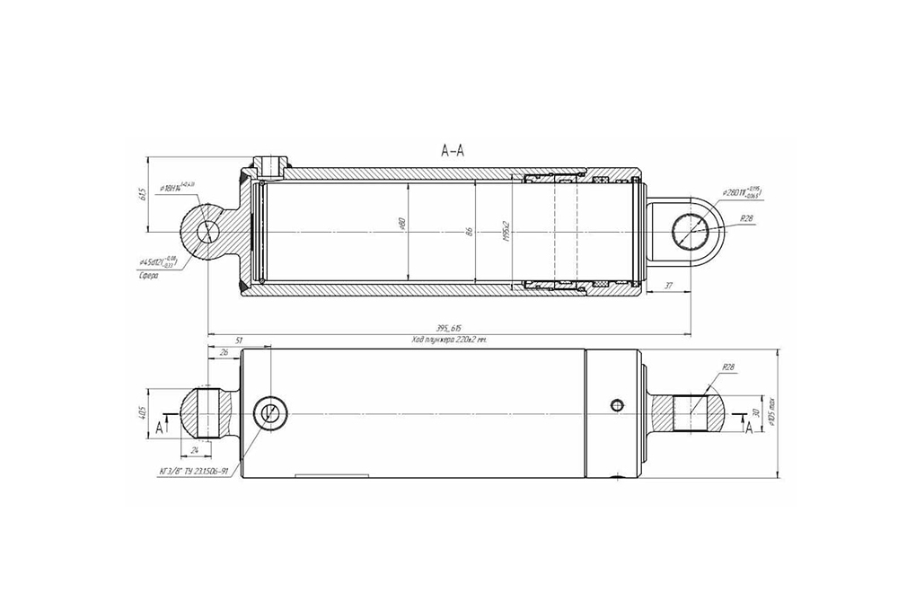 Гидроцилиндр одностороннего действия чертежи