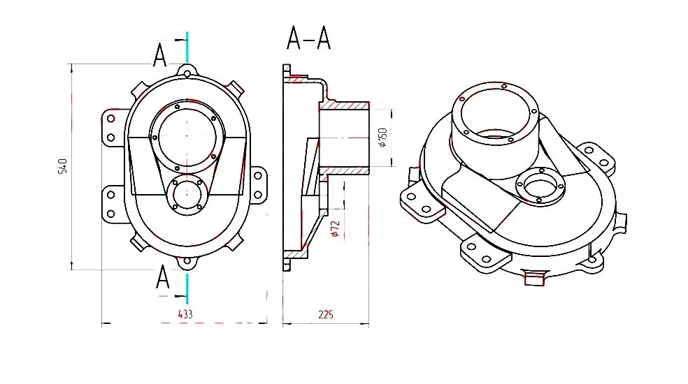 Нижняя часть корпуса механизма КС-3577.28.102 чертеж