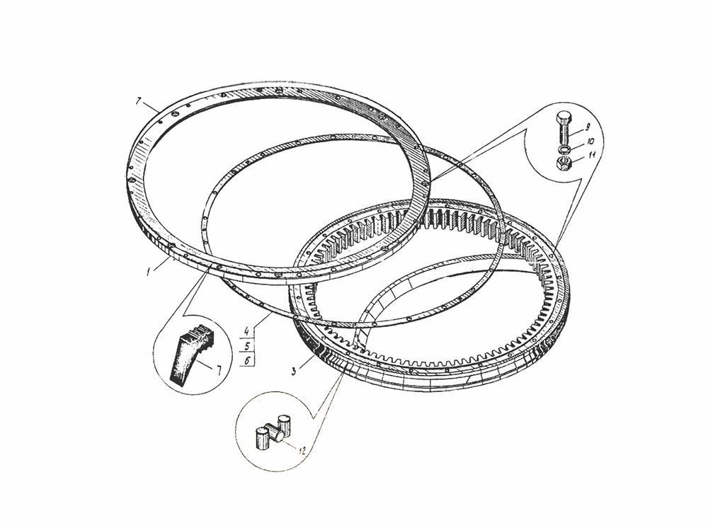 Опорно-поворотное устройство ОПУ 9I-1B50-2070-1111 чертеж
