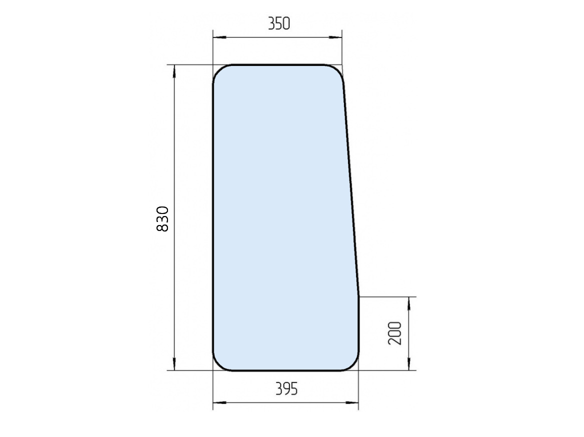 Стекло боковое малое У7810.5.046 (830х395) кабины крана Ивановец КС-3577,  КС-3574, КС-35714, КС-35715, КС-45714, КС-45717, КС-54711, КС-55717 в  Челябинске, купить в Москве, цена 1207 руб — Машсервис