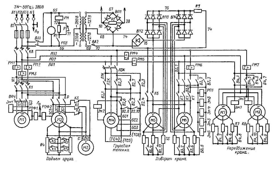 Схема управления краном с электроприводом